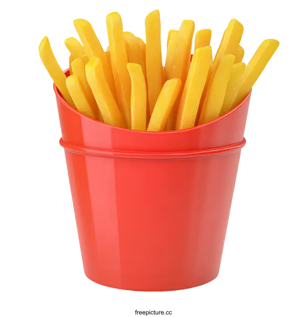 [Transparent Background PNG]Delicious French Fries in a Red Container