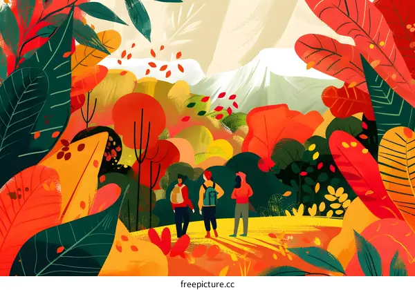 Autumn Forest Adventure with Three Friends