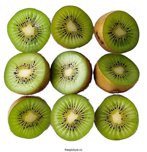 [Transparent Background PNG]Nine Sliced Kiwis on White Background