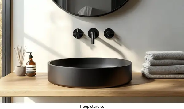 Modern Minimalist Bathroom Sink and Accessories