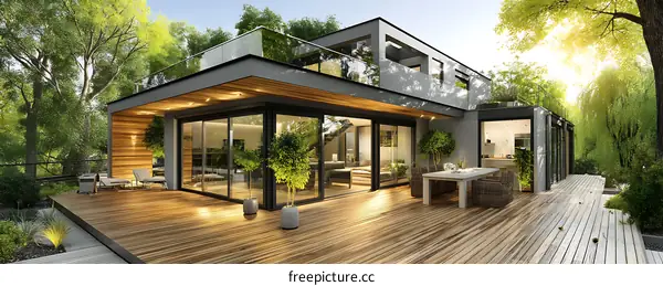 Modern House with Stunning Backyard Deck