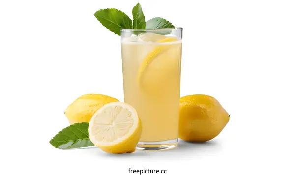 Fresh Lemonade with Lemon and Mint Leaves