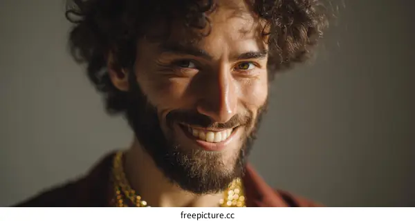 Close Up Portrait of a Man with a Joyful Expression