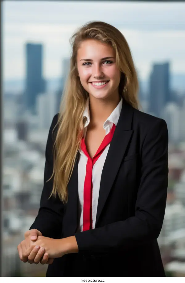 Young caucasian businesswoman smiling in an office