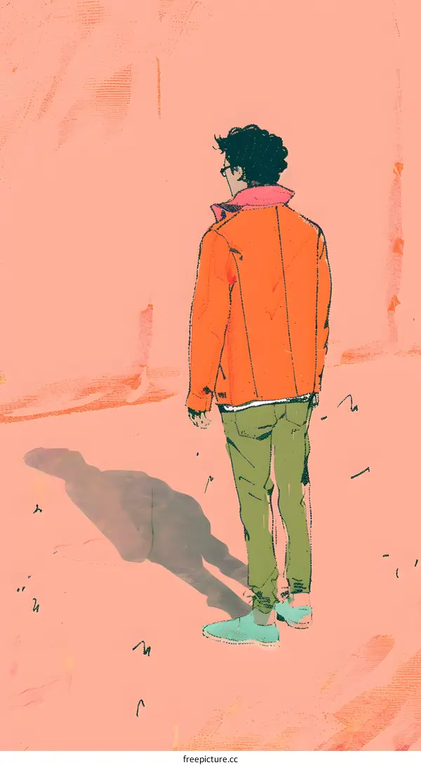 Man in Orange Jacket Looking Away from Camera