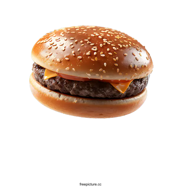 [Transparent Background PNG]A cheeseburger with sesame seeds on a white background