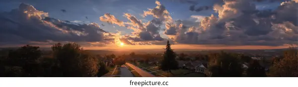 Sunset Over the Cityscape Panorama