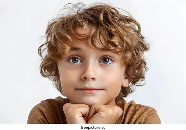 Portrait of a boy with curly hair