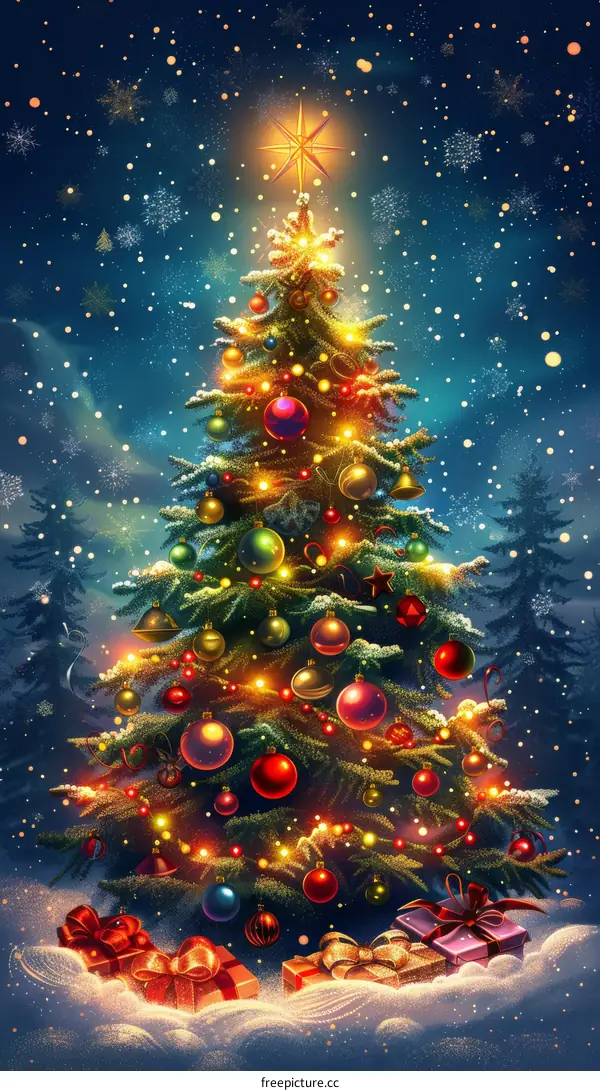 Snowy Forest Christmas Tree Lights