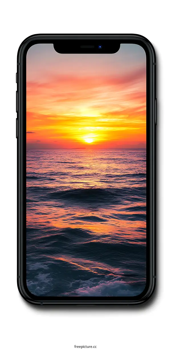 Sunset Sea View On Phone Screen