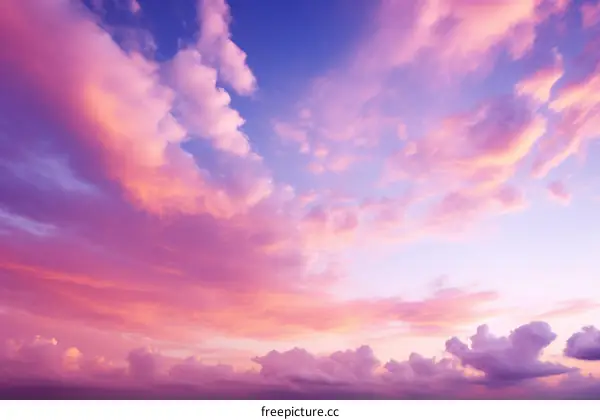 Dramatic Sunset Cloudscape with Vibrant Purple, Pink, and Blue Hues