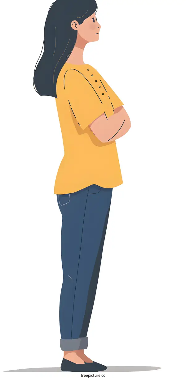 Woman Standing with Arms Crossed and Looking Away