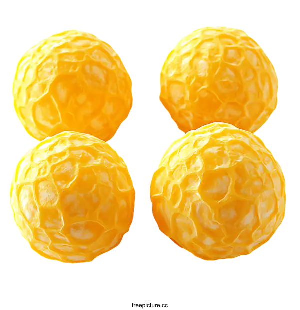 [Transparent Background PNG]Four Yellow Sphere Objects on White Background