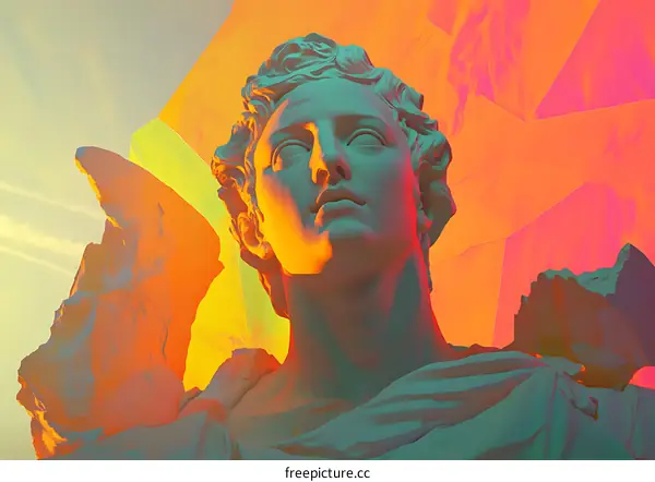 Abstract Neon Art Bust Sculpture