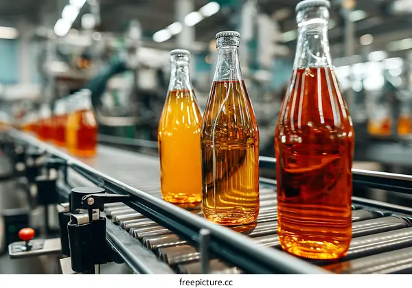 Beverage Bottling Line in Industrial Setting