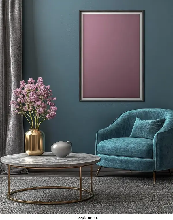 Modern Living Room Mockup with Empty Frame