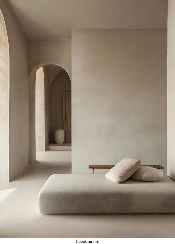 Minimalist Interior Design With Beige Walls and Archways
