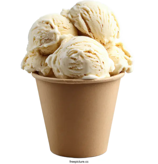 [Transparent Background PNG]Delicious Vanilla Ice Cream in a Paper Cup
