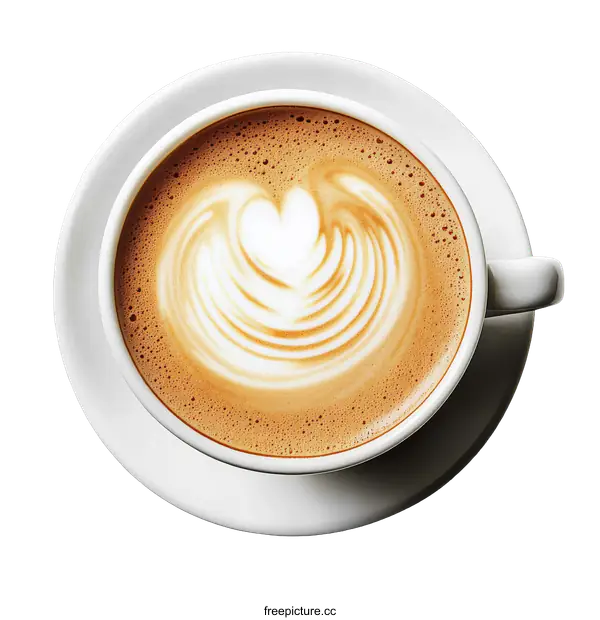 [Transparent Background PNG]Latte Art Coffee Cup on a Plate