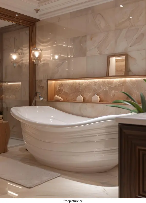Luxury Modern Bathroom with Elegant Bathtub