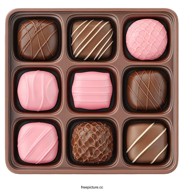 [Transparent Background PNG]Assorted Chocolate Candies in Box Illustration