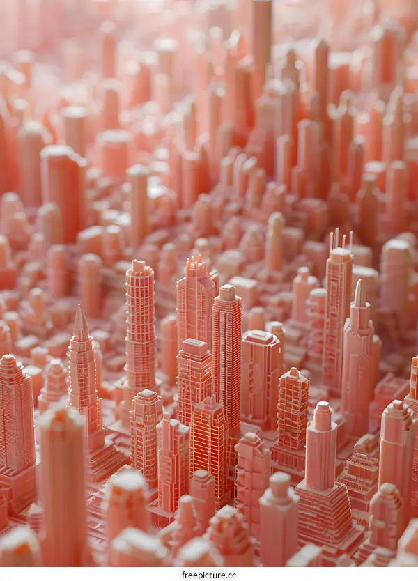 Pink Cityscape Illustration