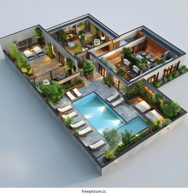 The interior design of a duplex apartment