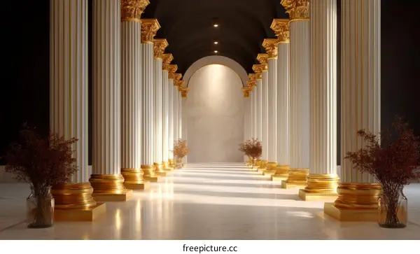 Grand Classical Columns Hallway Illustration