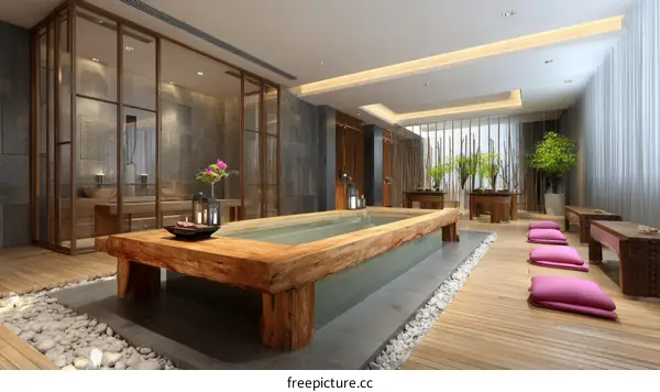 Modern Spa Interior Design with Wooden Elements