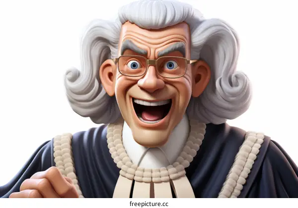 Funny Cartoon Judge with Big Smile