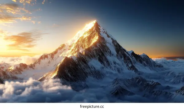 Majestic Mountain Peak at Sunrise