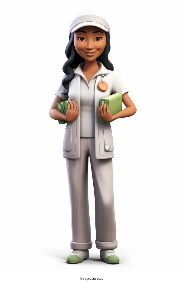 Female zookeeper holds books for an educational outreach program