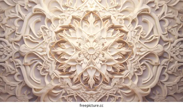 Intricate White and Gold Arabesque Floral Pattern