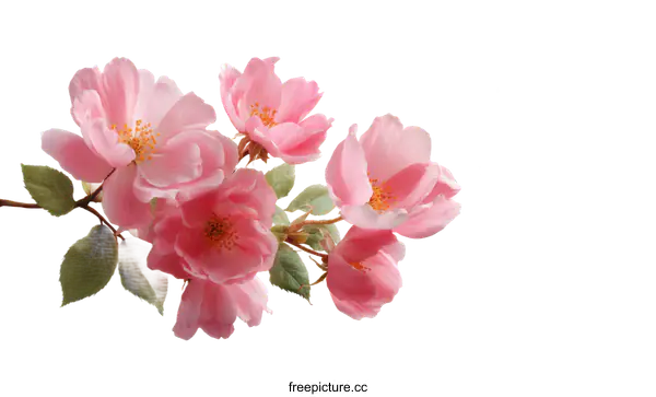 [Transparent Background PNG]Delicate Pink Flowers with Falling Petals
