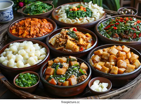 Assortment of Delicious Asian Dishes