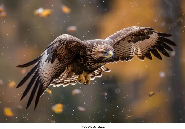 Soaring Raptor in Autumn Sky