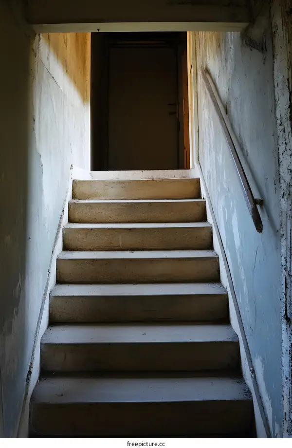 Concrete Steps Leading to a Doorway in an Old Building