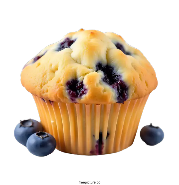 [Transparent Background PNG]Close Up of a Blueberry Muffin Isolated on transparent background
