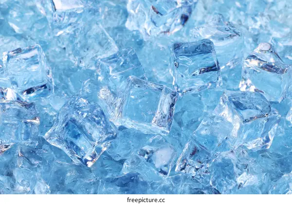 Close-up View of Blue Ice Cubes