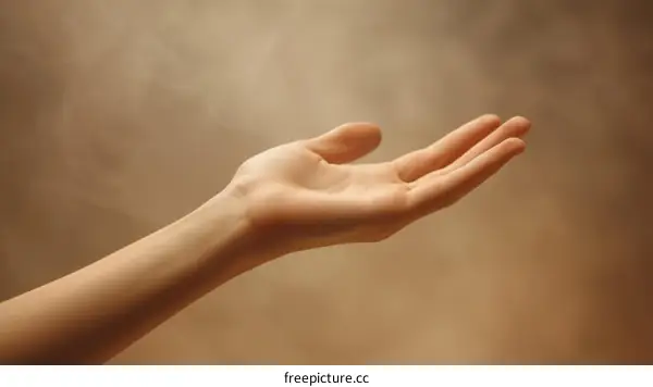 An outstretched hand reaching out from a hazy background