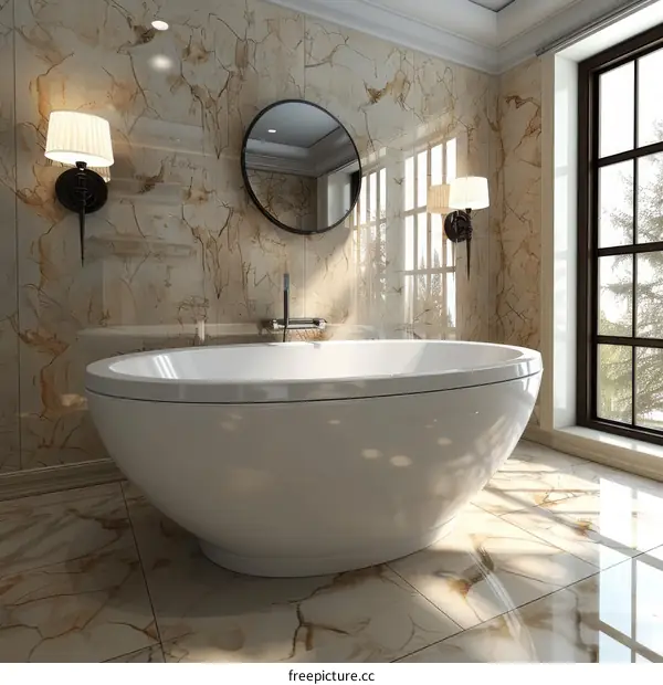 Luxurious Minimalist Bathroom with Bathtub