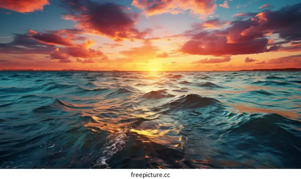 A Vivid Sunset Over the Sea