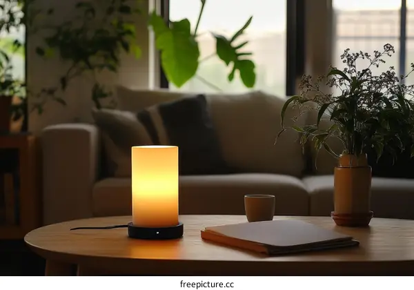 Modern Warm Light Table Lamp in Cozy Living Room
