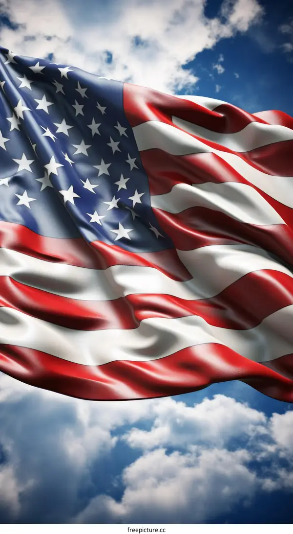 American flag waving in the wind