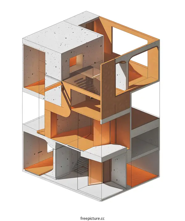 Concrete and Wood Interior Design of a Modern Home