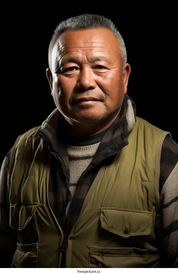 Portrait of a Uyghur man in traditional clothing