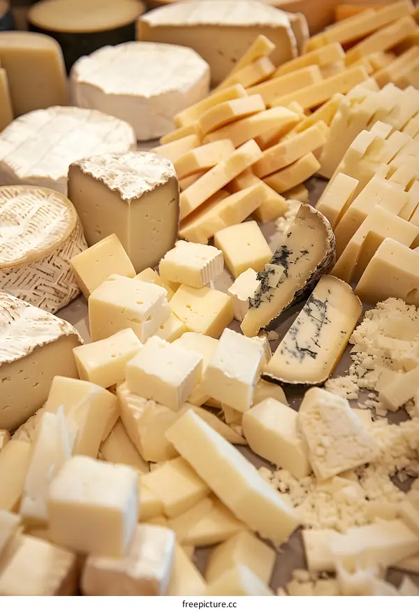 Assortment of Different Types of Cheese on a Plate