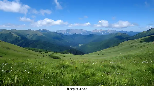 mountain range with green hills