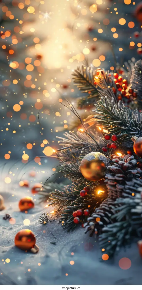 Christmas Festive Decor Background with Lights