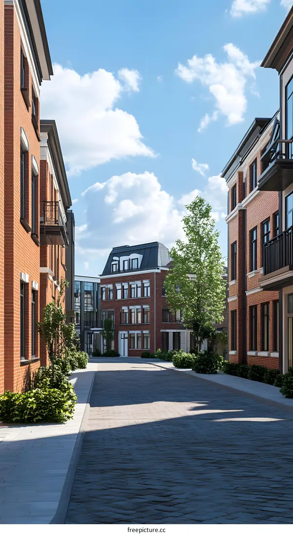 Cobblestone Street in a Residential Area